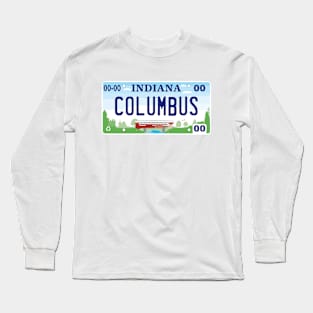 Columbus Indiana License Plate Long Sleeve T-Shirt